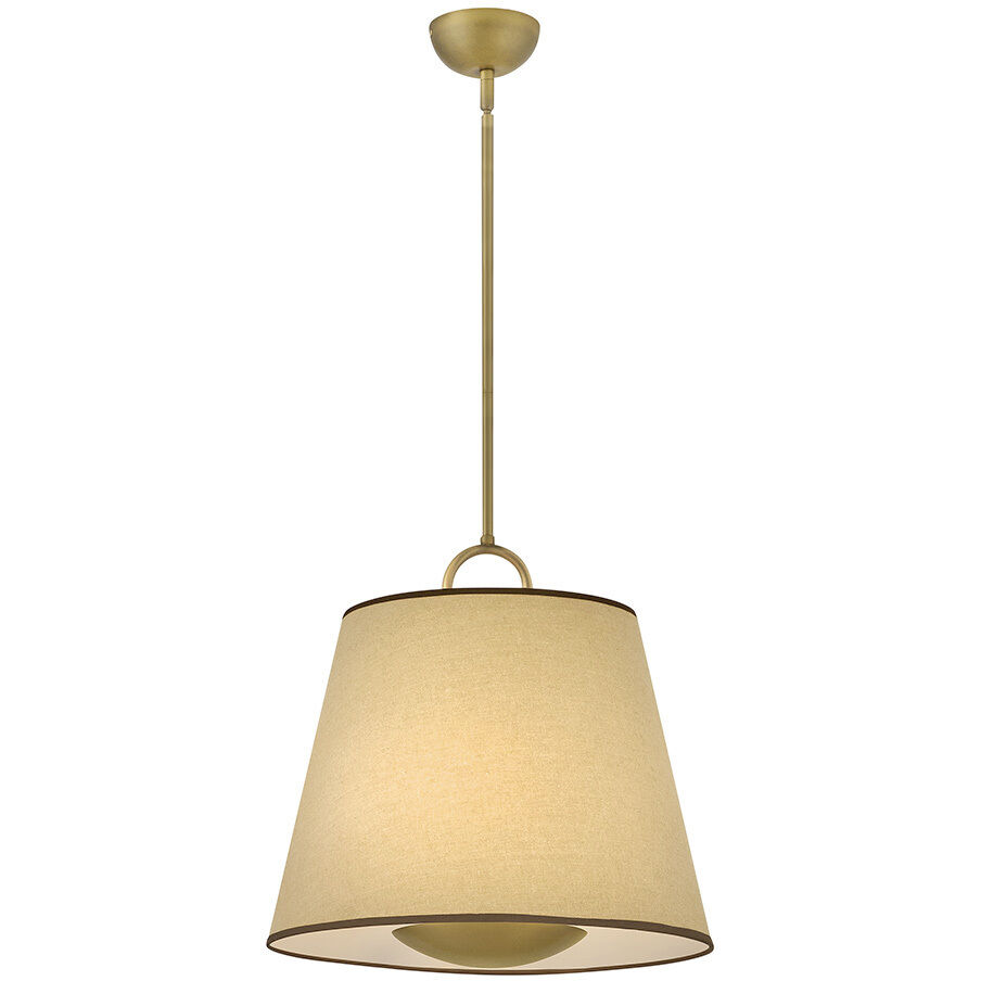 Sonia 3 Light 18 inch Lacquered Brass Pendant Ceiling Light in Light Beige Fabric