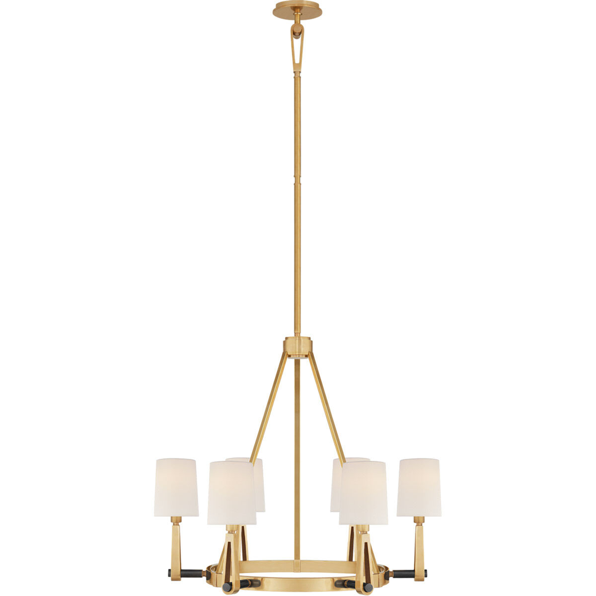 Thomas O'Brien Alpha 6 Light 30 inch Hand-Rubbed Antique Brass and Bronze Chandelier Ceiling Light in Linen, Medium