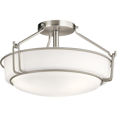 Alkire 3 Light 17 inch Brushed Nickel Semi Flush Light Ceiling Light