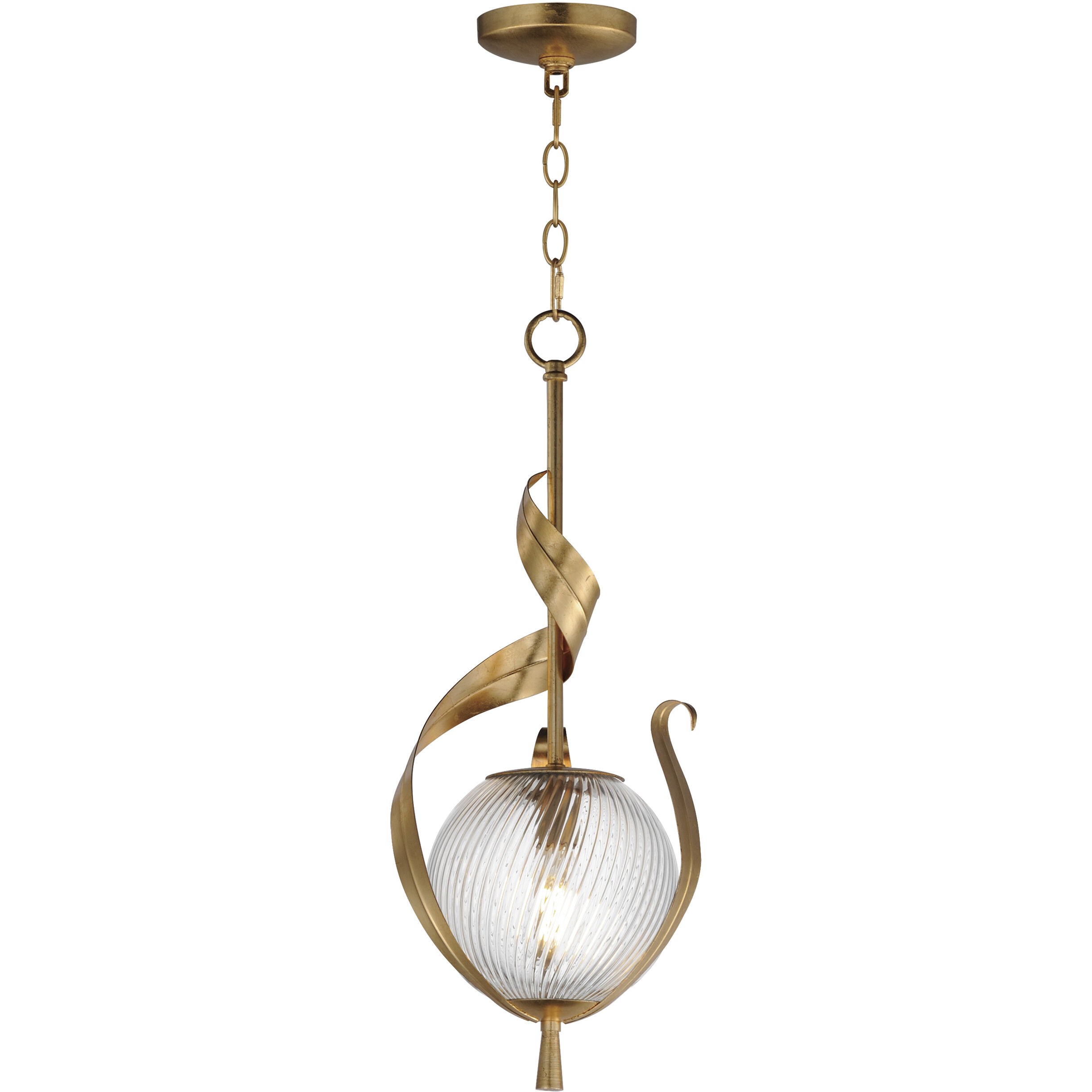 Firenze 1 Light 9.25 inch Gold Leaf Single Pendant Ceiling Light in Clear Ribbed