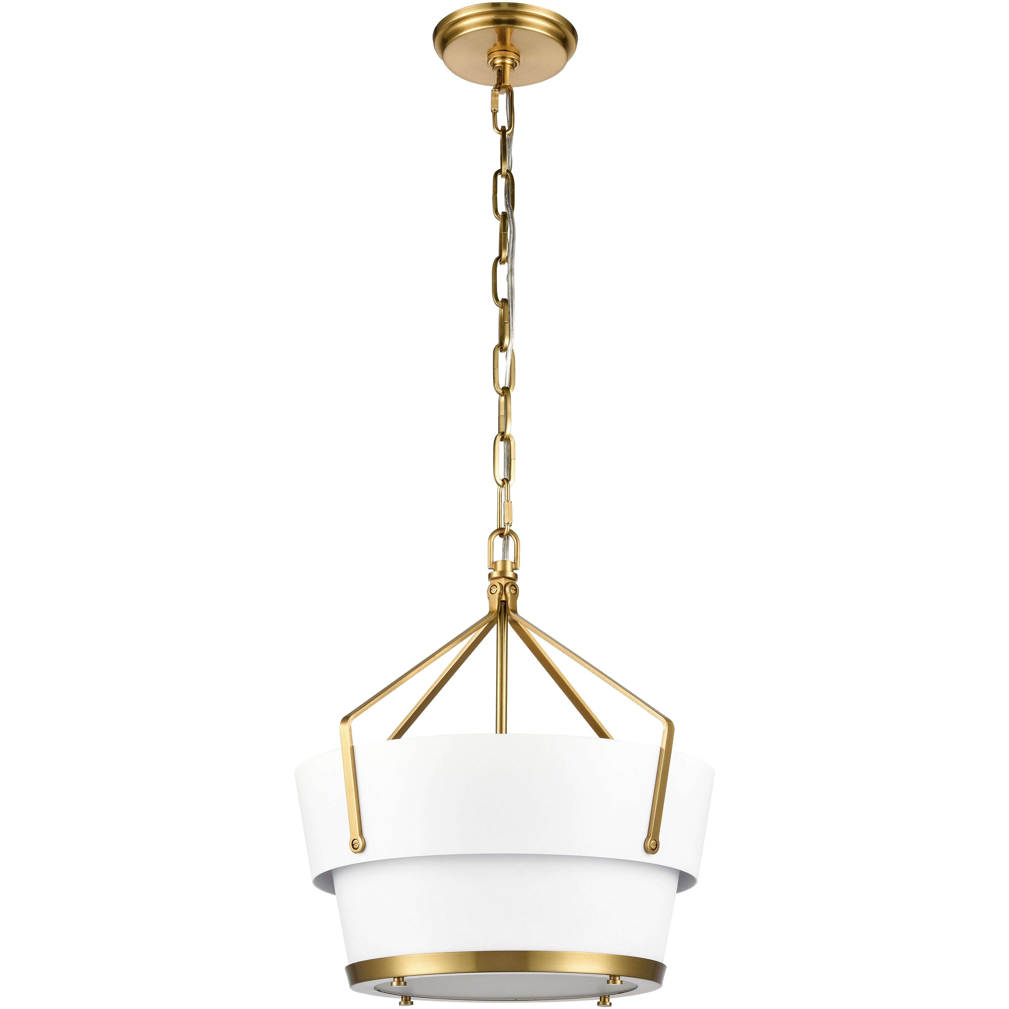 Marin 1 Light 14 inch Satin Brass with White Pendant Ceiling Light