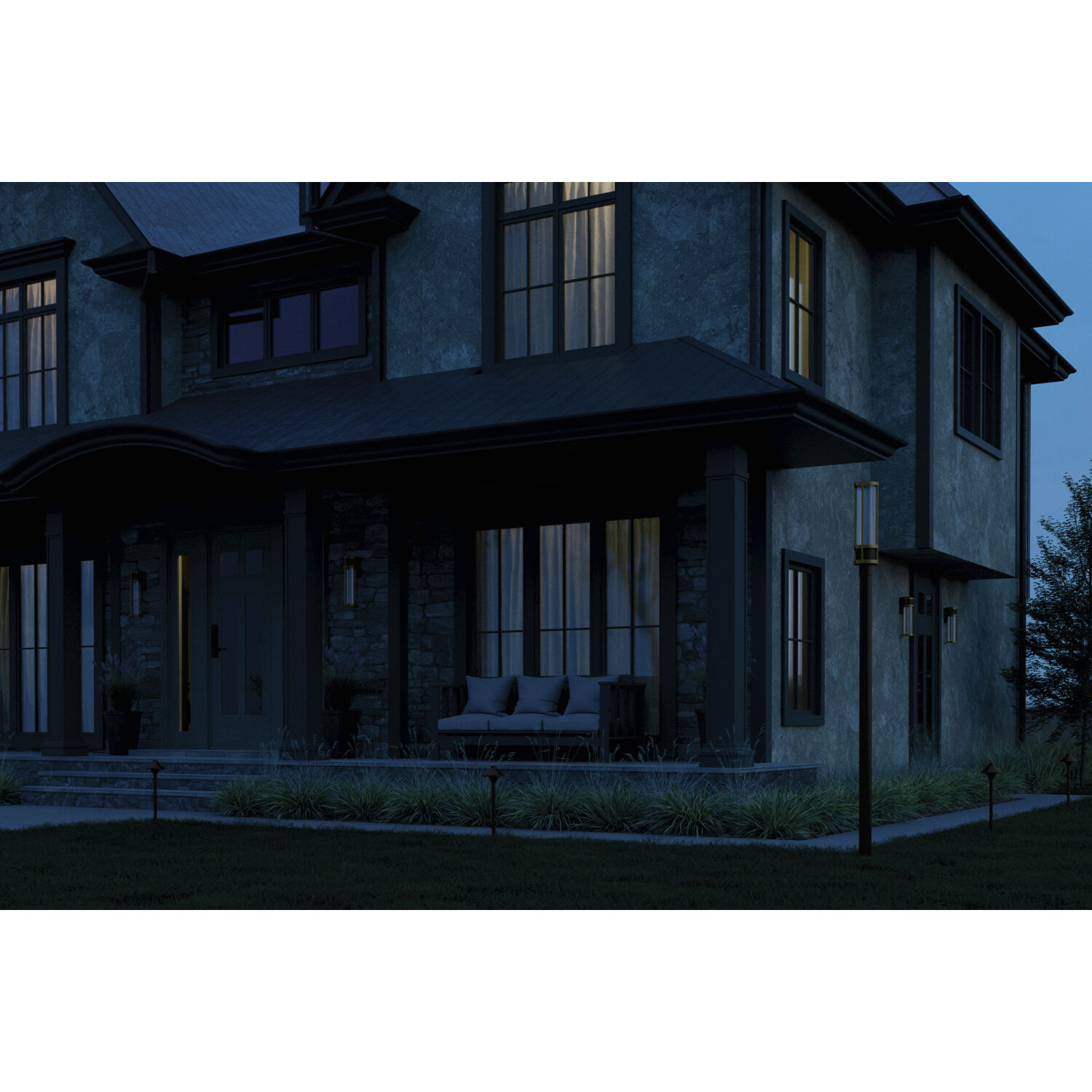 Camillo LED 20 inch Black Textured Outdoor Wall, Large