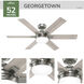 Georgetown 52 inch Brushed Nickel with Light Gray Oak Blades Ceiling Fan