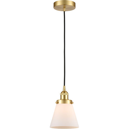 Edison Cone 1 Light 6 inch Satin Gold Mini Pendant Ceiling Light