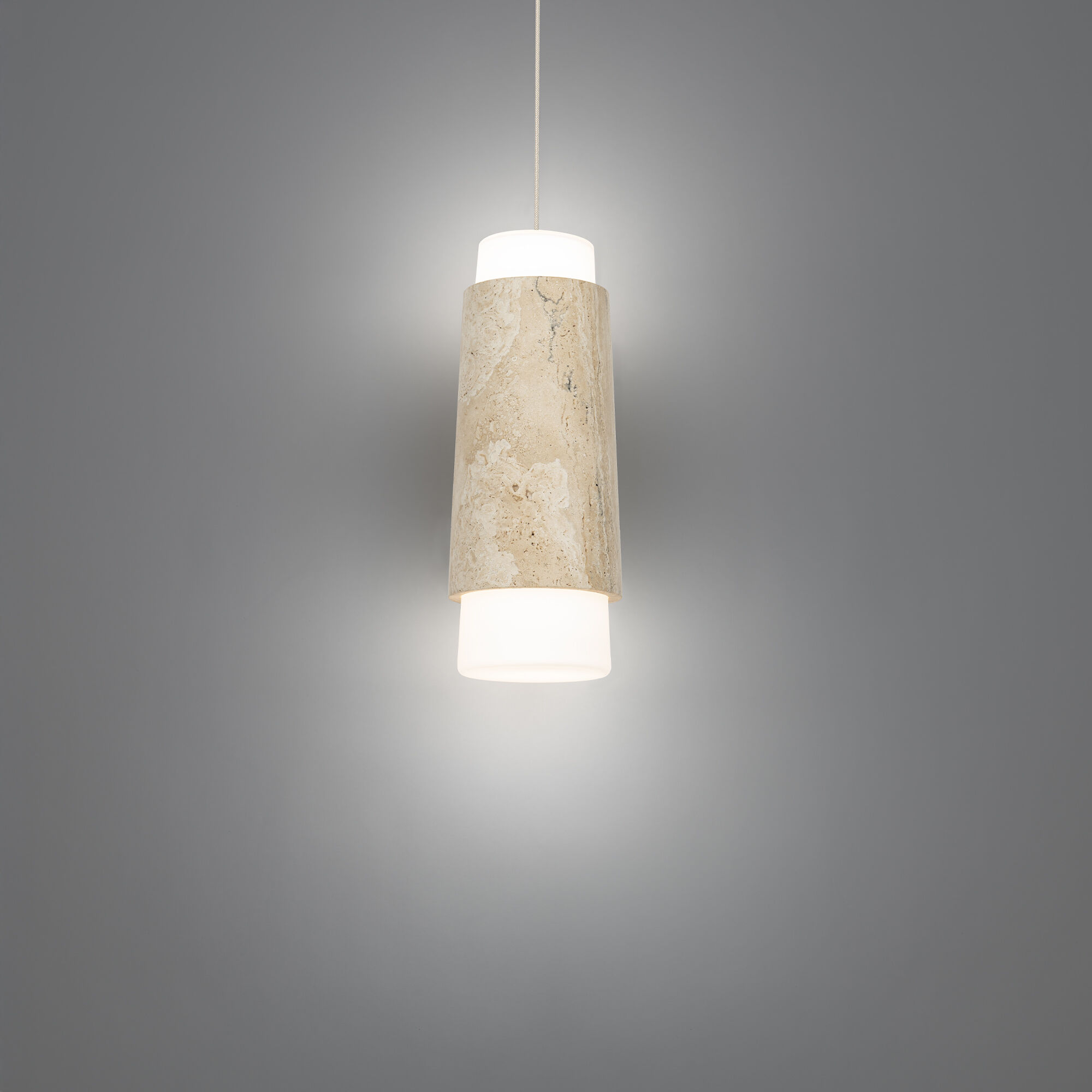 Chauncey LED 5.13 inch Beige Travertine and Aged Brass Indoor Hanging Lighting Ceiling Light in 3500K