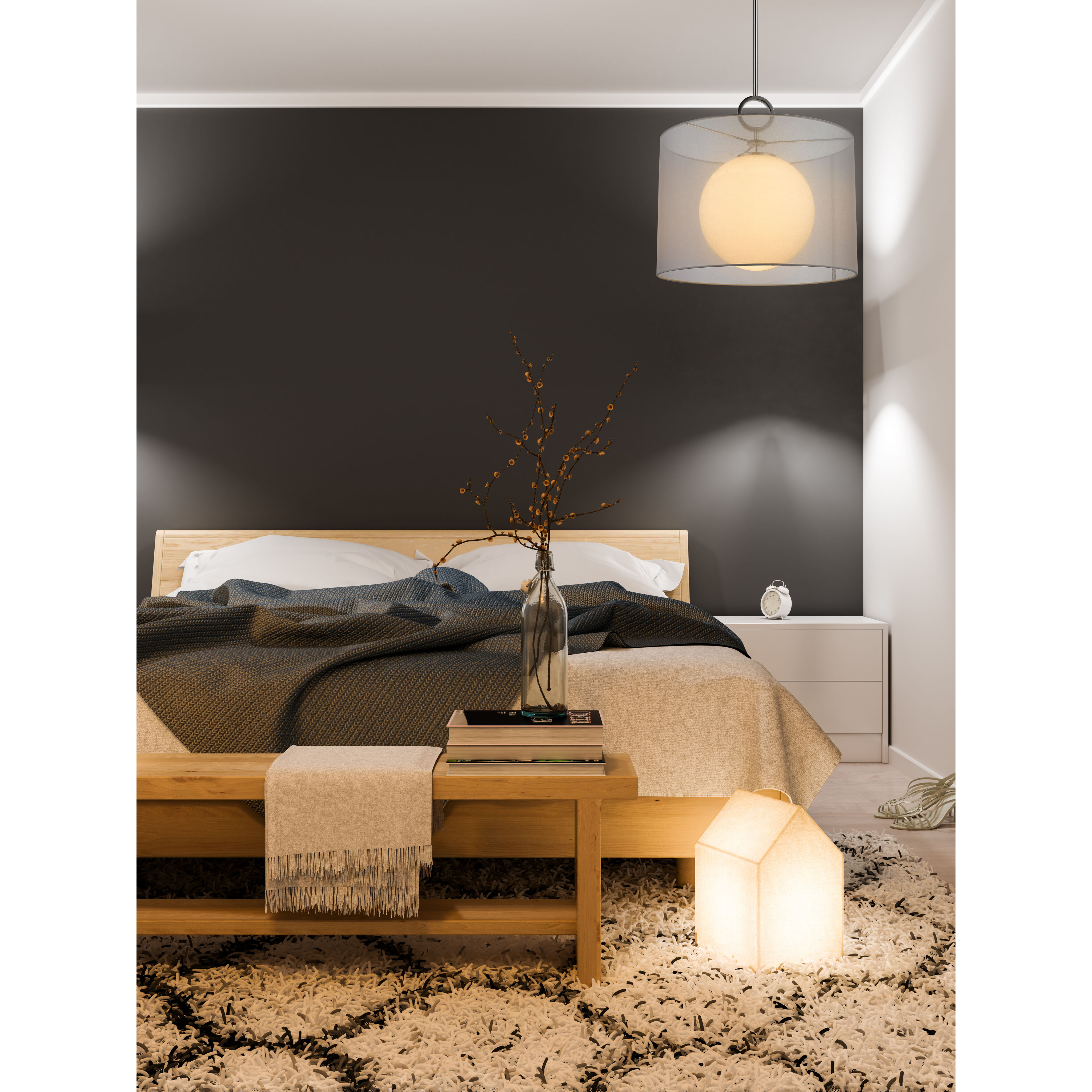 Arosia 1 Light 20 inch Chrome Pendant Ceiling Light in 9, White Fabric