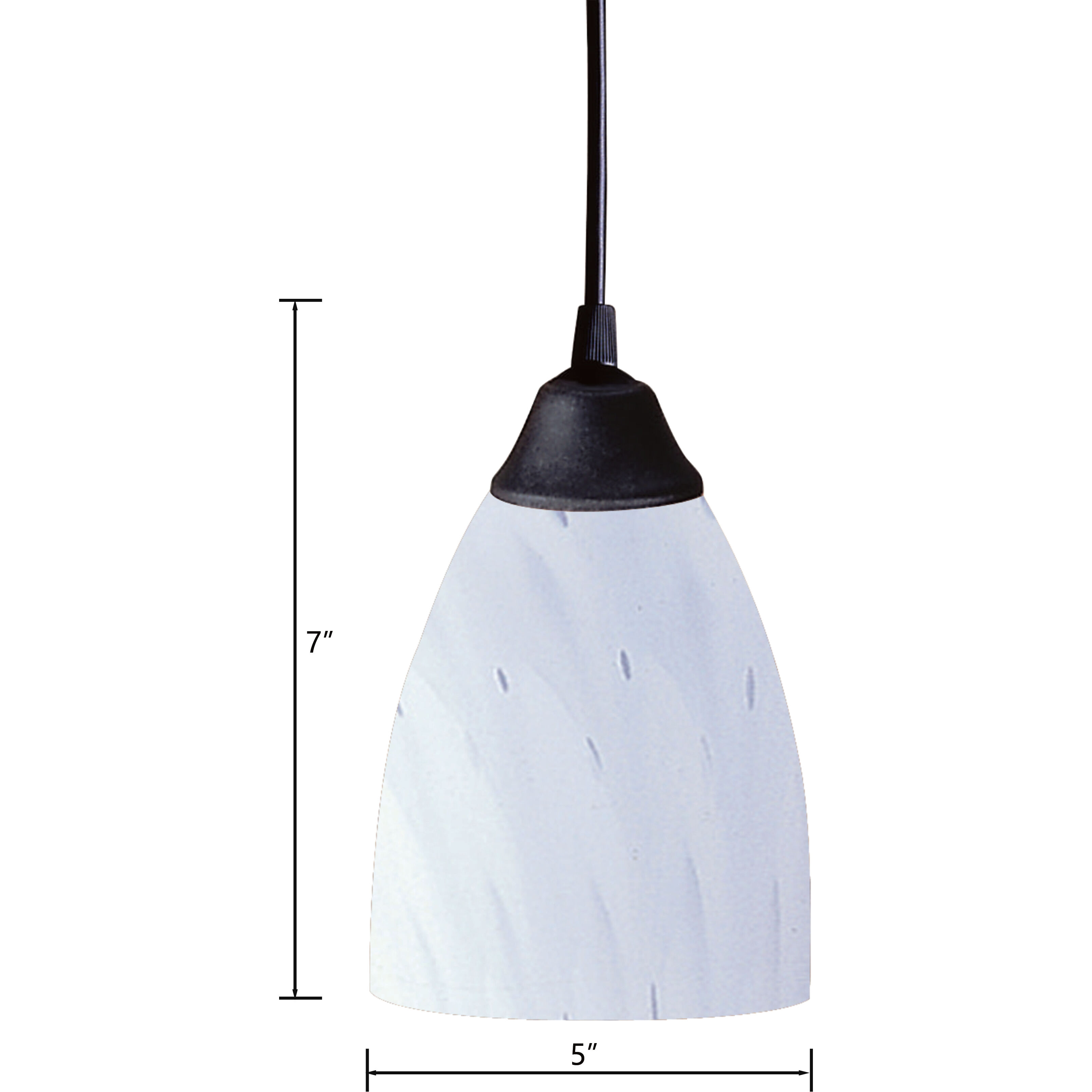 Classico 1 Light 5 inch Dark Rust Mini Pendant Ceiling Light in Simple White Glass