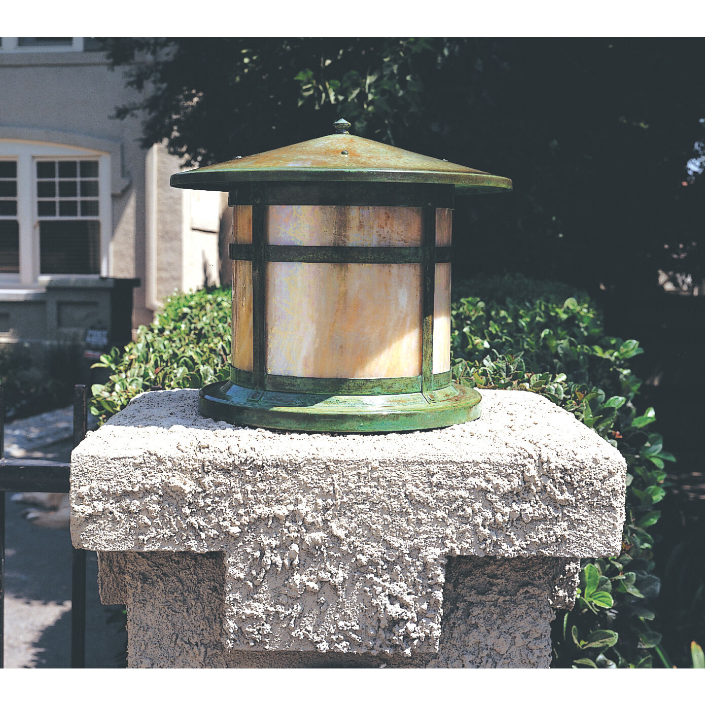 Berkeley 1 Light 12 inch Mission Brown Column Mount in White Opalescent