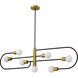 Neutra 7 Light 56 inch Matte Black and Foundry Brass Linear Chandelier Ceiling Light in Matte Black and Factory Bronze