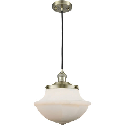 Franklin Restoration Oxford 1 Light 12 inch Antique Brass Mini Pendant Ceiling Light in Incandescent, Matte White, Franklin Restoration