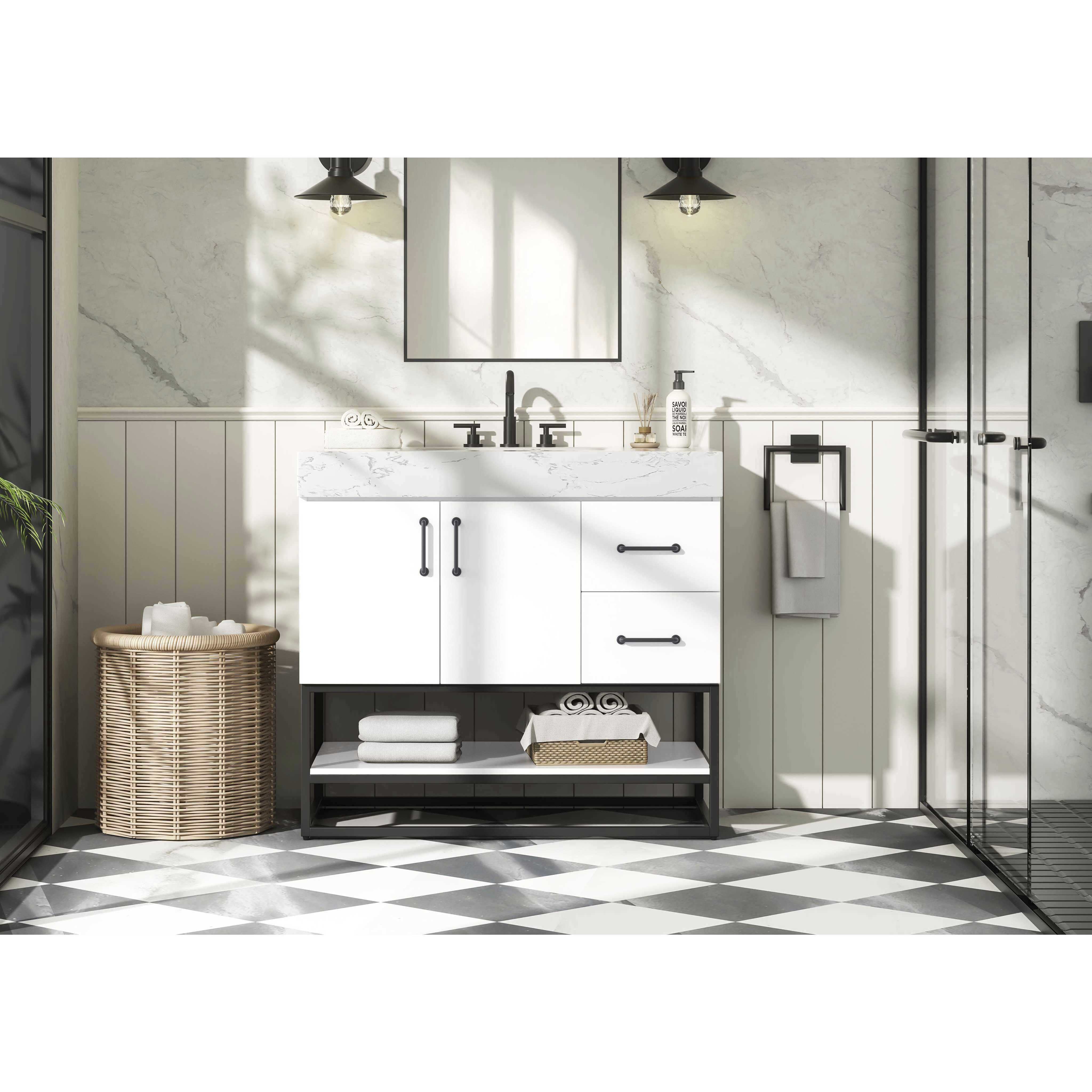 Caroline 36 X 34 inch White Bathroom Vanity Cabinet