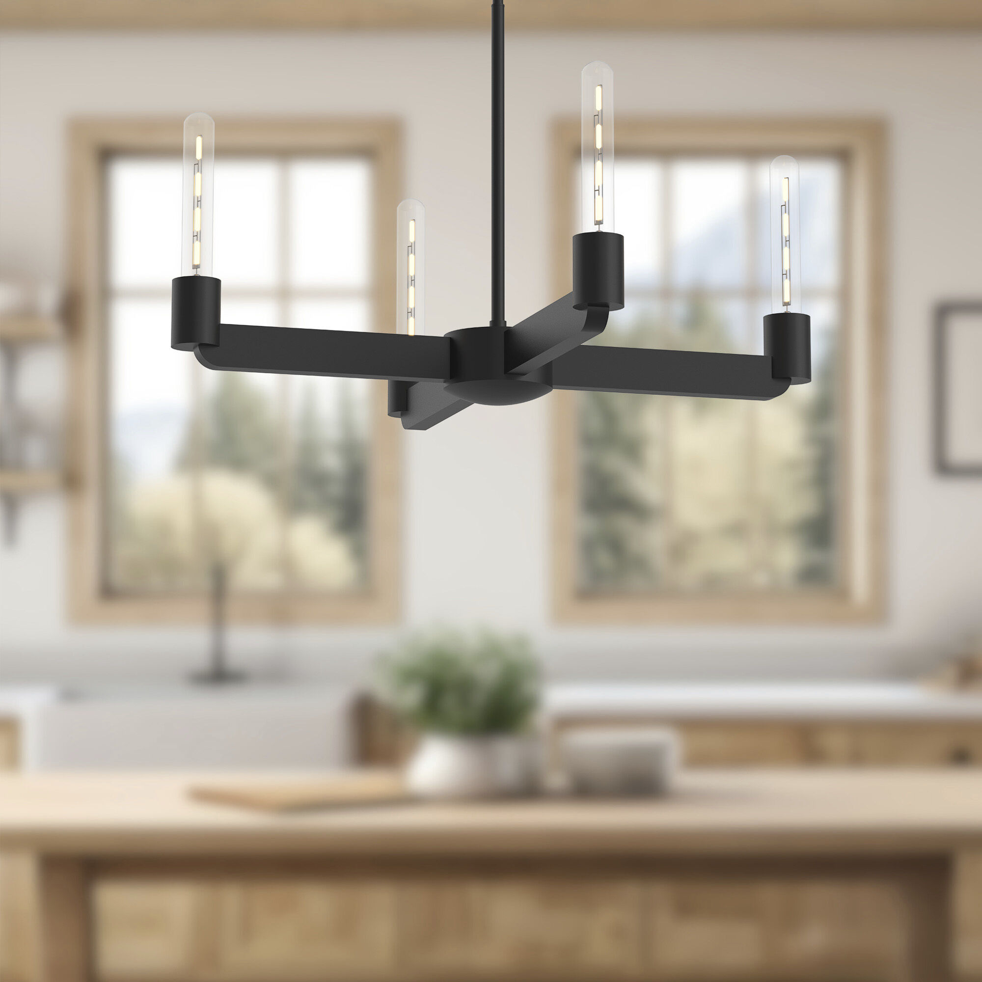 Alora Mood Claire 4 Light 25 inch Matte Black Chandelier Ceiling Light