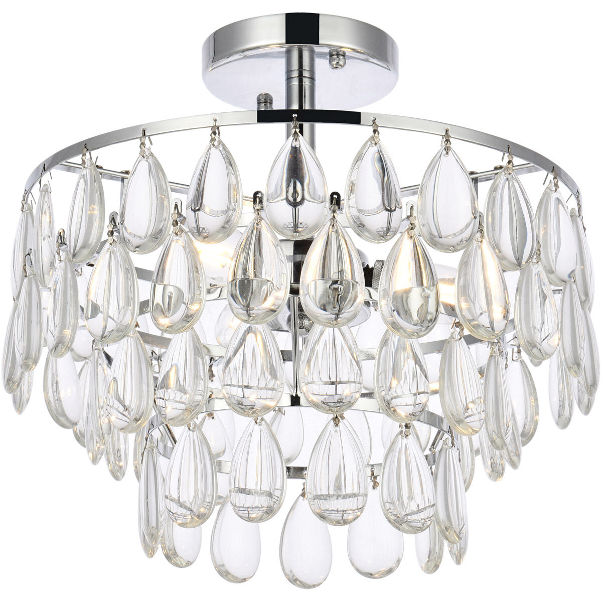 Mila 3 Light 14 inch Chrome Flush Mount Ceiling Light