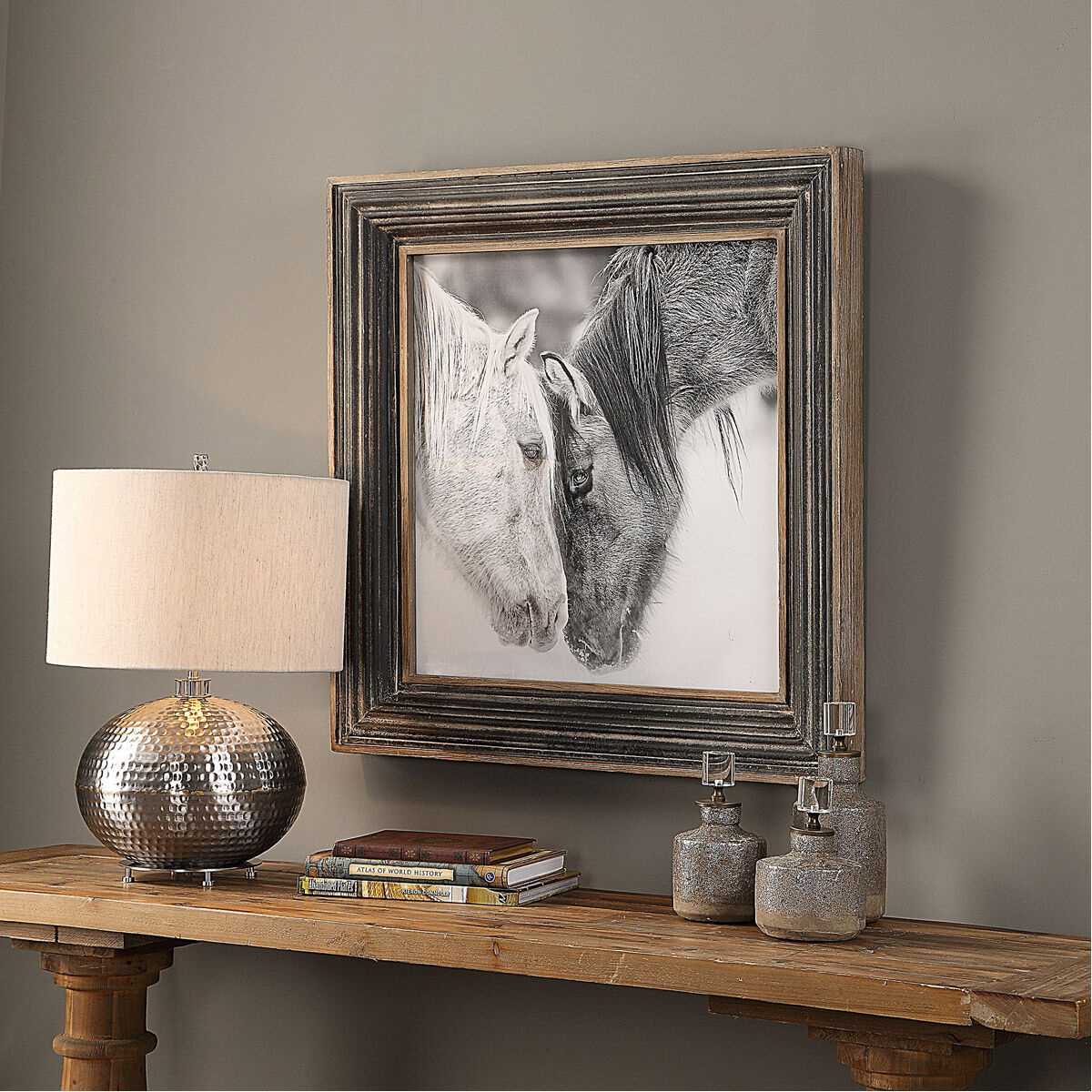 Custom Black And White Horses 32 X 32 inch Horses Print