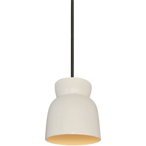 Radiance Collection LED 8 inch Matte White and Champagne Gold with Brushed Nickel Pendant Ceiling Light