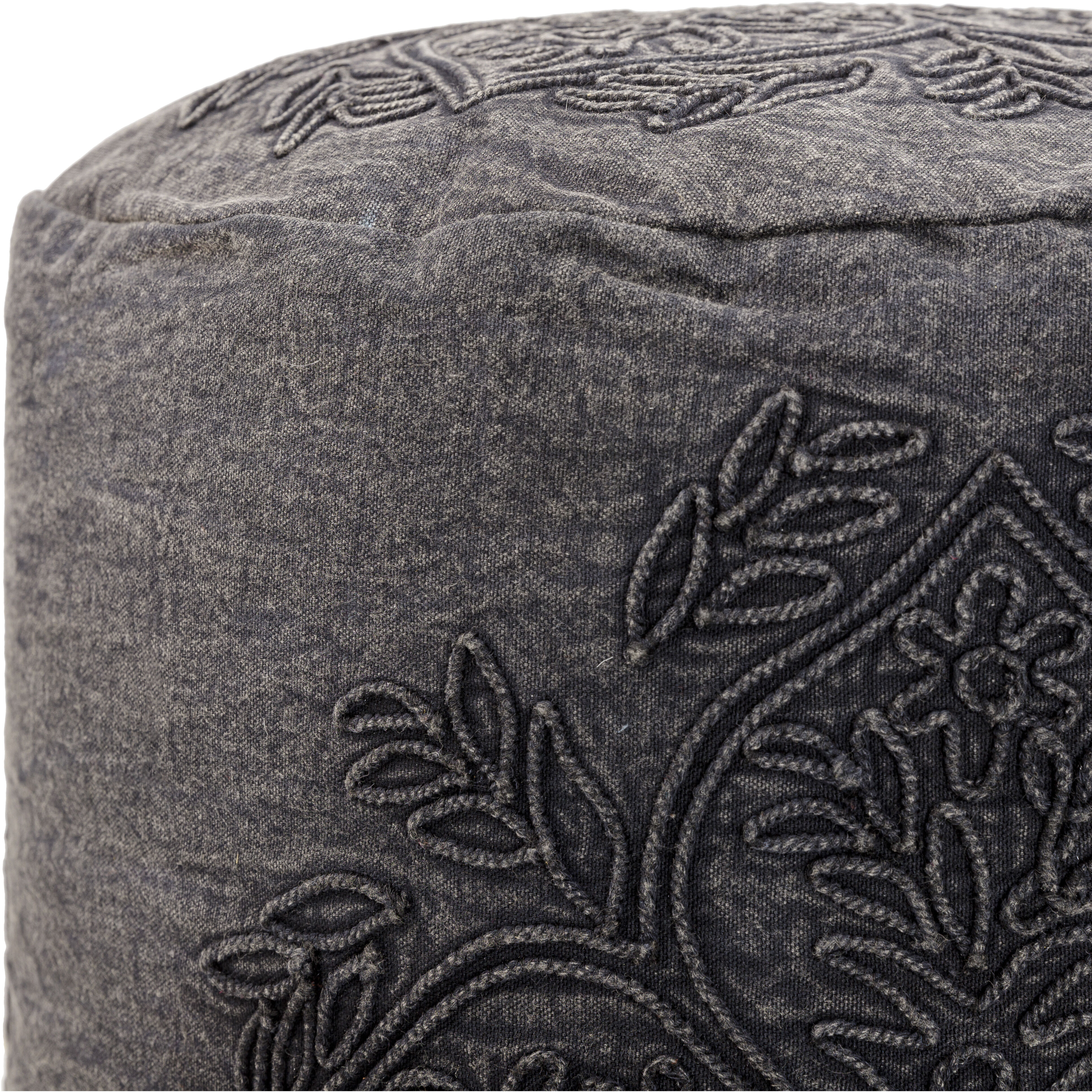 Wedgemore 16 inch Black Pouf, Cylinder