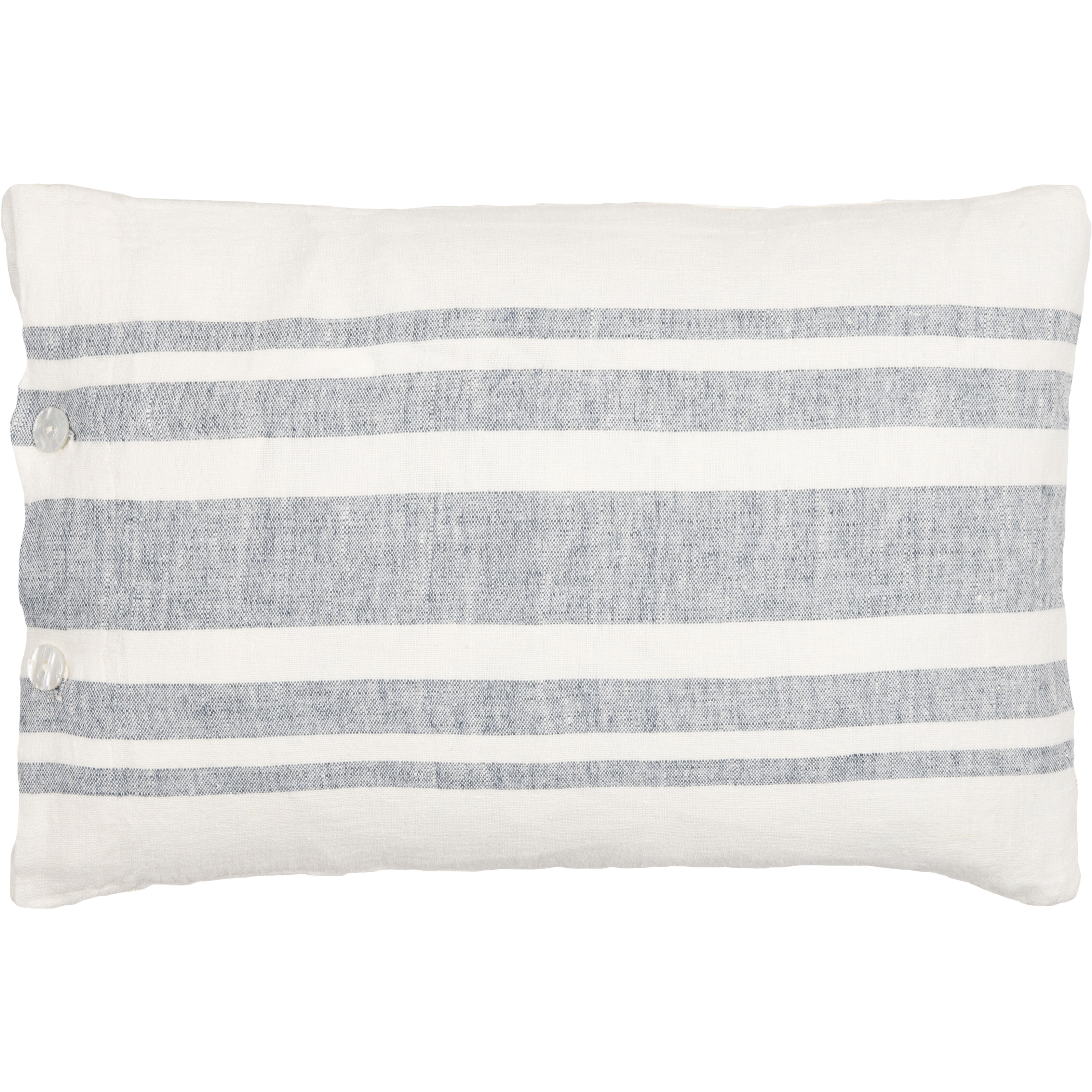 Linen Stripe Buttoned 20 inch Cream Pillow Kit in 13 x 20, Lumbar