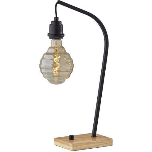 Wren 21 inch 40 watt Natural Wood With Black Desk Lamp Portable Light