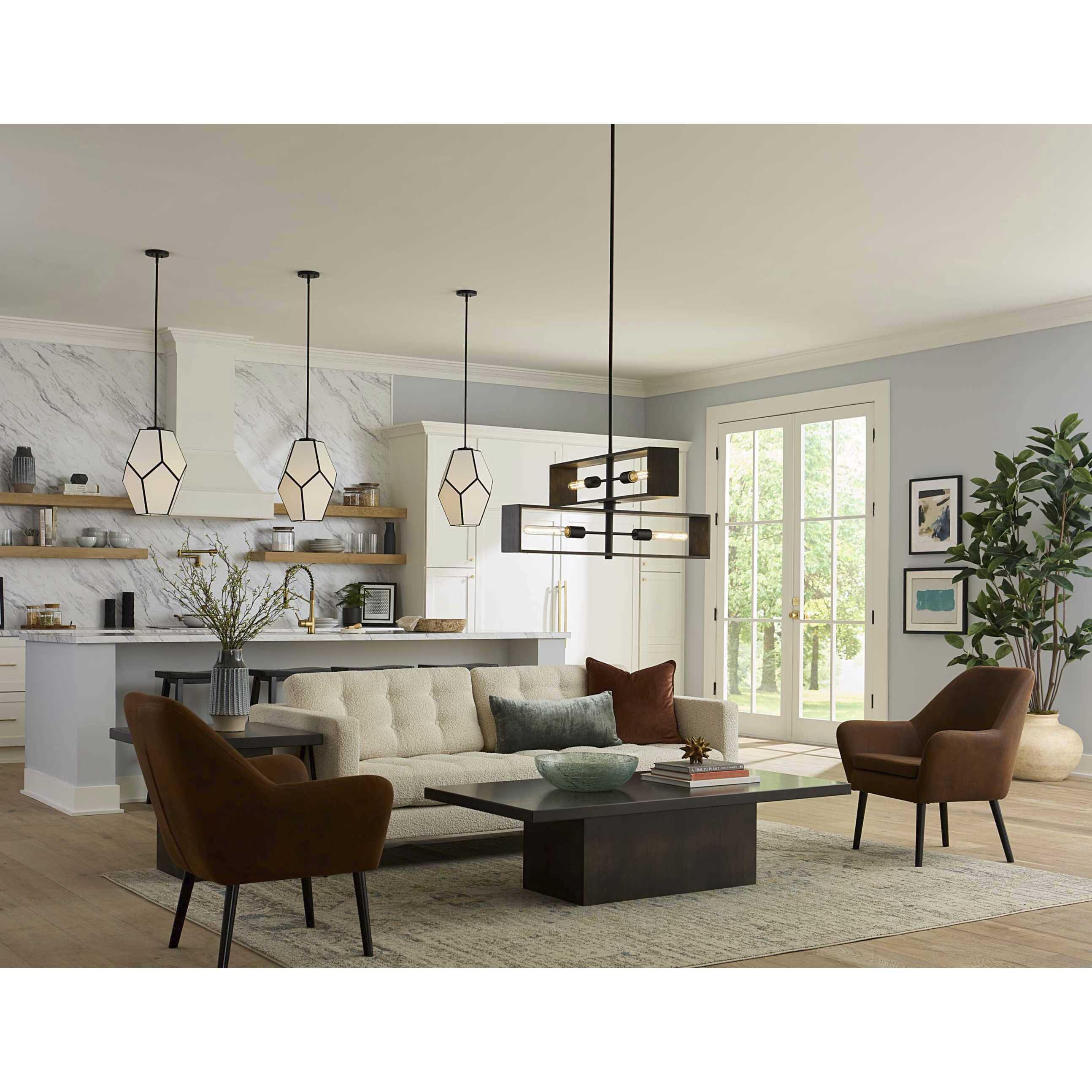 Boundary 4 Light 30 inch Matte Black Chandelier Ceiling Light, Design Series