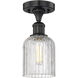 Bridal Veil 1 Light 5 inch Matte Black Semi-Flush Mount Ceiling Light in Clear