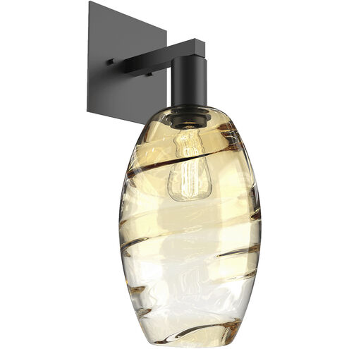 Optic Blown Glass 1 Light 7 inch Matte Black Indoor Sconce Wall Light in Ellisse Amber