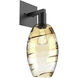 Optic Blown Glass 1 Light 7 inch Matte Black Indoor Sconce Wall Light in Ellisse Amber