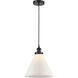 Edison Cone LED 12 inch Matte Black Mini Pendant Ceiling Light in Matte White Glass