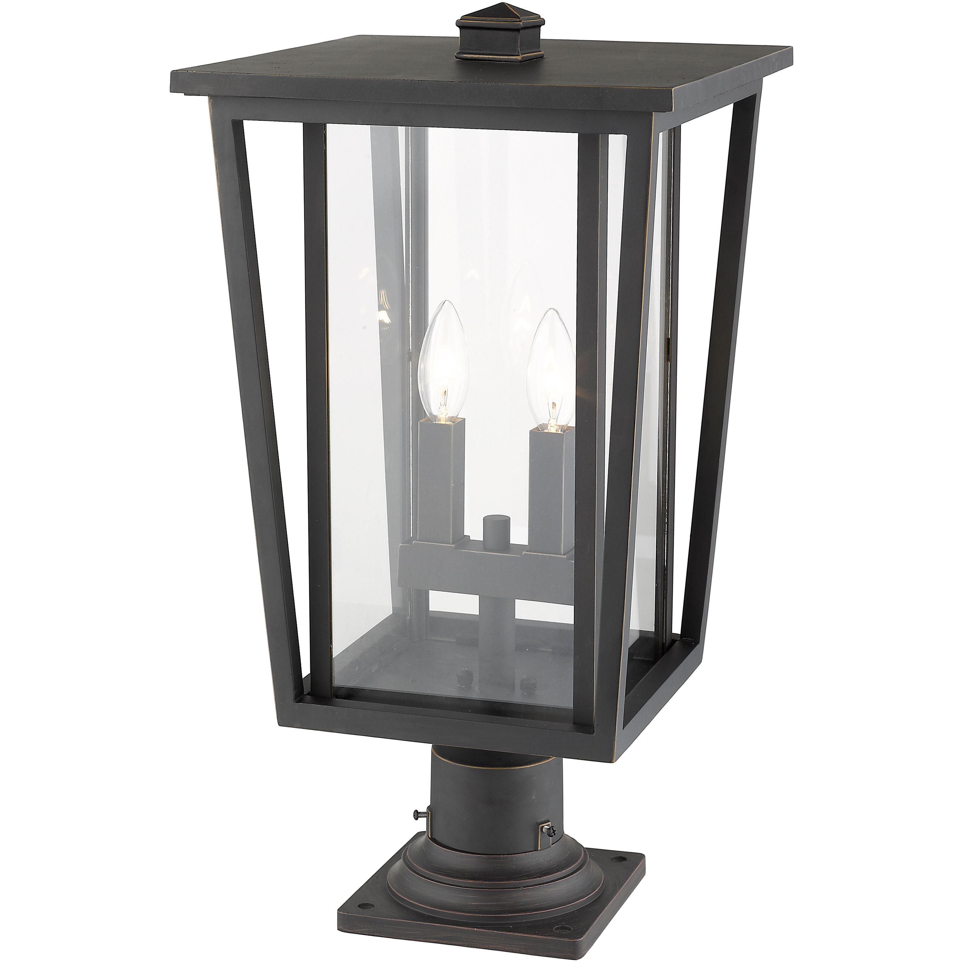 Seoul 2 Light 21.75 inch Oil Rubbed Bronze Outdoor Pier Mounted Fixture in 13.25
