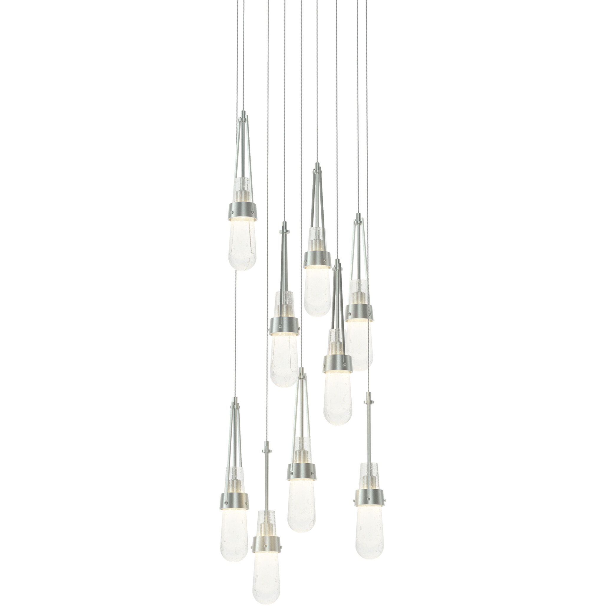 Link 9 Light 20.5 inch Vintage Platinum Pendant Ceiling Light in Clear Bubble, Round