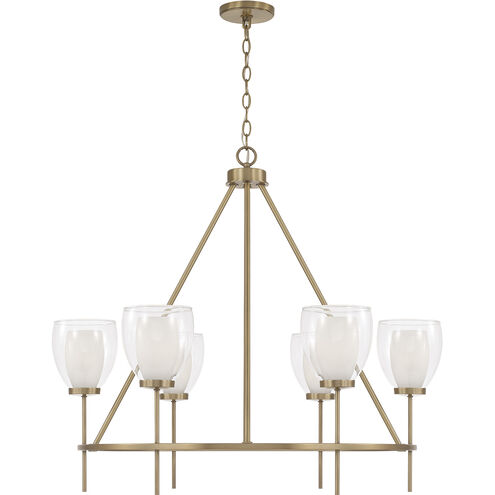 Joss 6 Light 34.5 inch Aged Brass Chandelier Ceiling Light