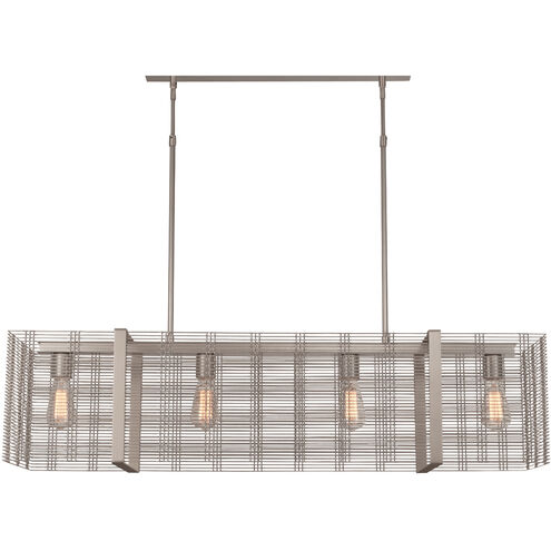 Downtown Mesh 4 Light 44.6 inch Matte Black Linear Pendant Ceiling Light in Exposed Bulb, E26 Incandescent