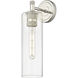 Crown Point Sconce Wall Light in Polished Nickel, Clear Glass