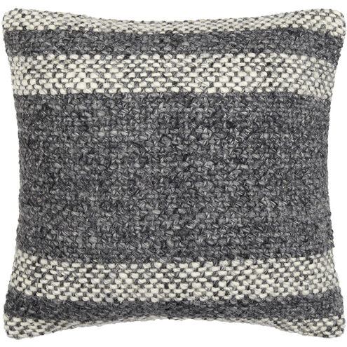 Lesley 22 X 22 inch Dark Grey/Light Silver/Onyx/Grey/Metallic - Silver Accent Pillow