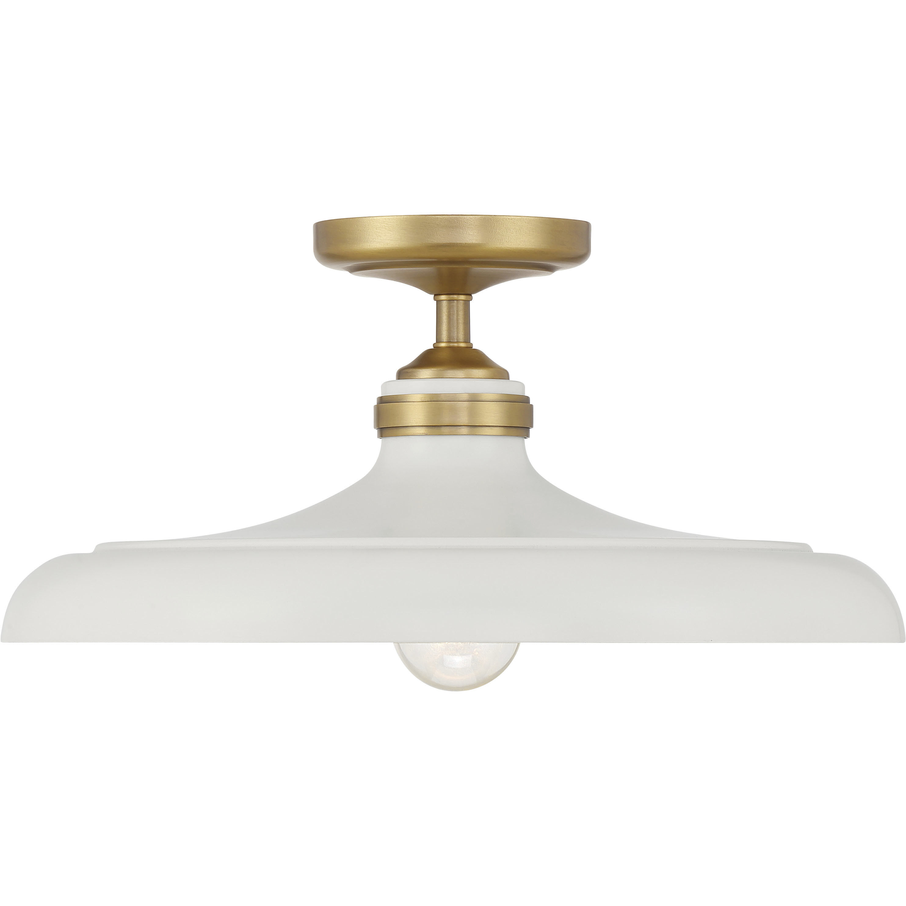 Crowne 1 Light 16 inch Legacy Brass and Off White Cream Semi Flush Ceiling Light