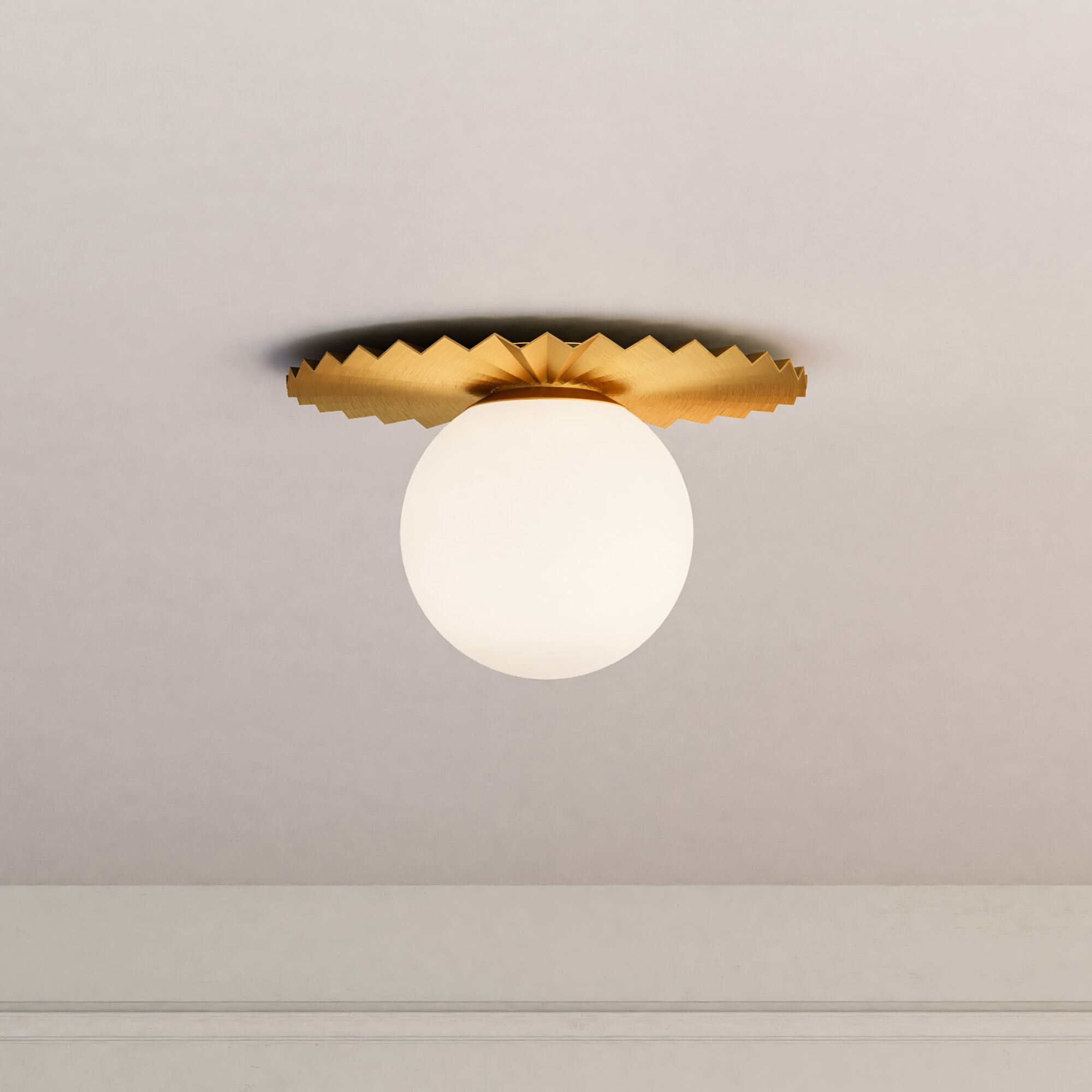 Alora Mood Plume 1 Light 11.88 inch Brushed Gold/Opal Matte Glass Flush Mount Ceiling Light