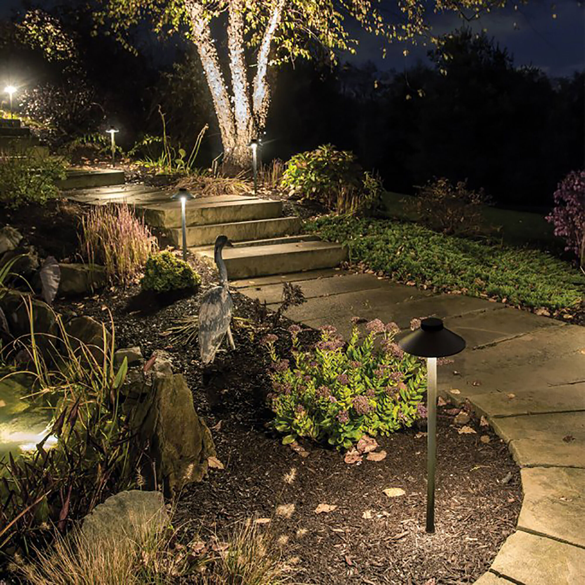 Tiki 12 6.5 watt Solid Brass Coated in Bronze Path Lighting in 3000K, Bronze on Brass, Path and Area Light, WAC Landscape