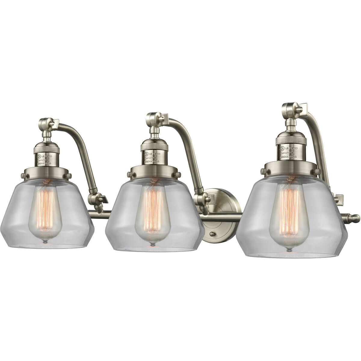 Franklin Restoration Fulton LED 28 inch Brushed Satin Nickel Bath Vanity Light Wall Light in Clear Glass, Franklin Restoration