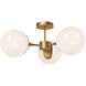 Alora Mood Nouveau 3 Light 25.88 inch Aged Gold/Opal Matte Glass Semi-Flush Mount Ceiling Light