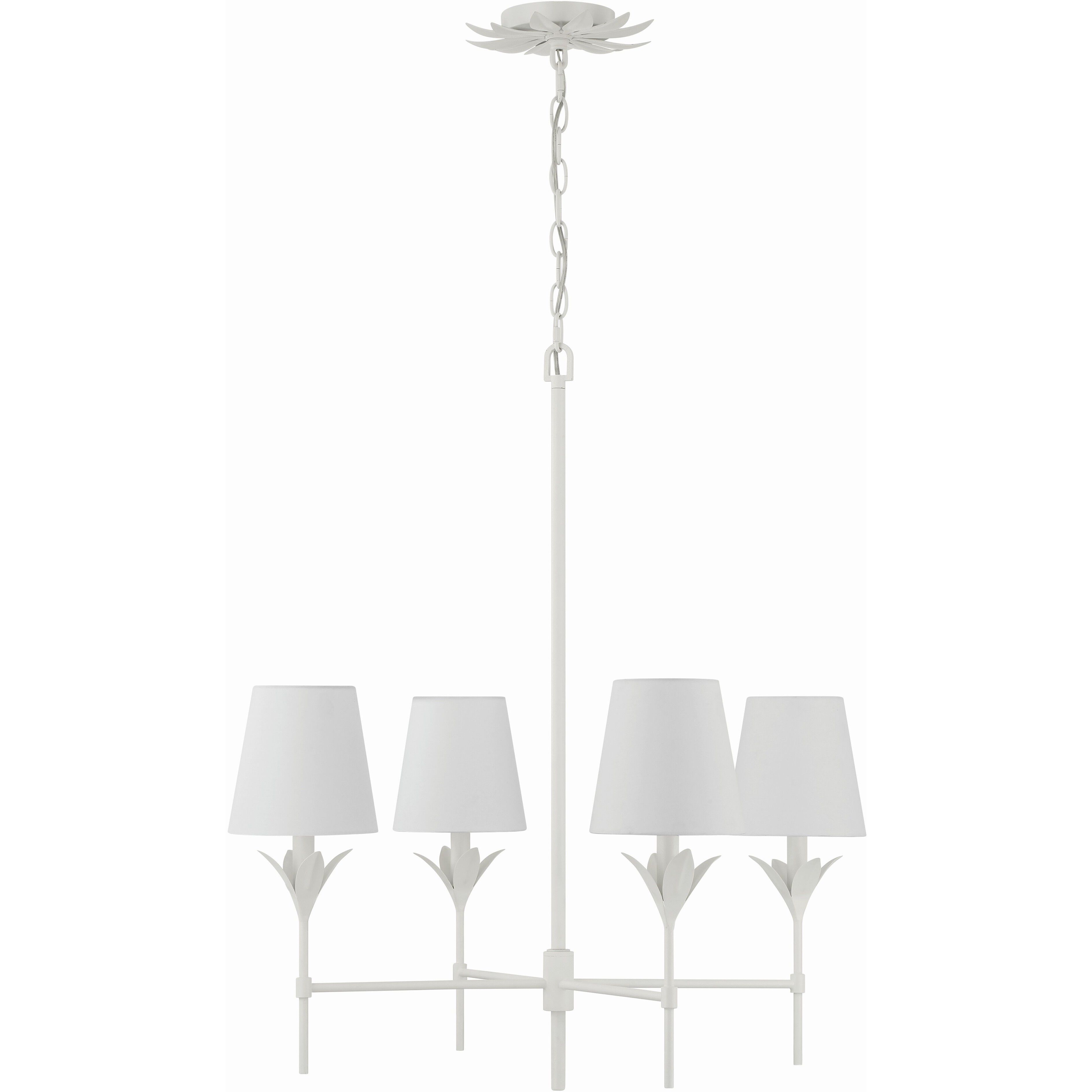 Broche 4 Light 28 inch Matte White Chandelier Ceiling Light