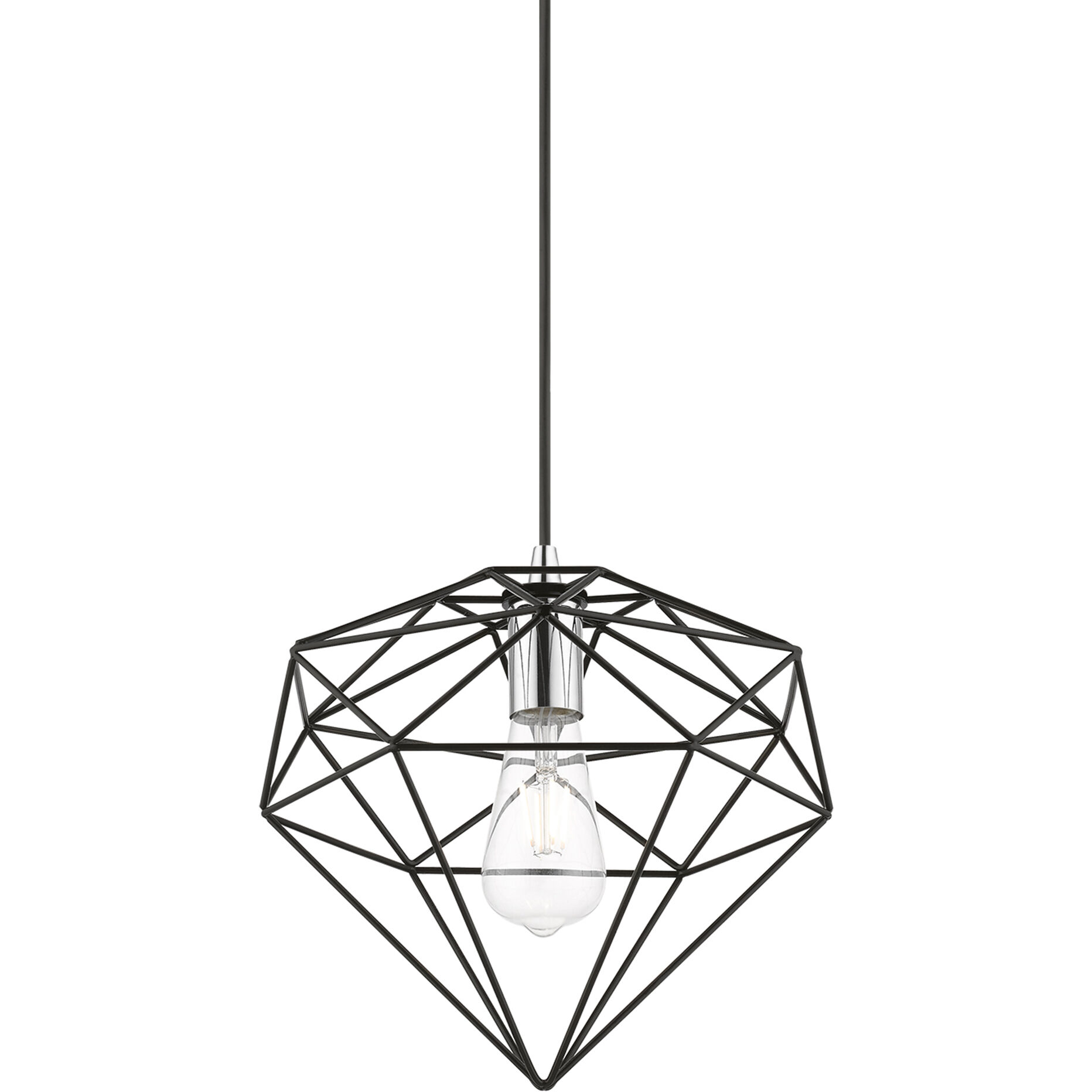 Knox 1 Light 11 inch Shiny Black with Polished Chrome Accents Pendant Ceiling Light