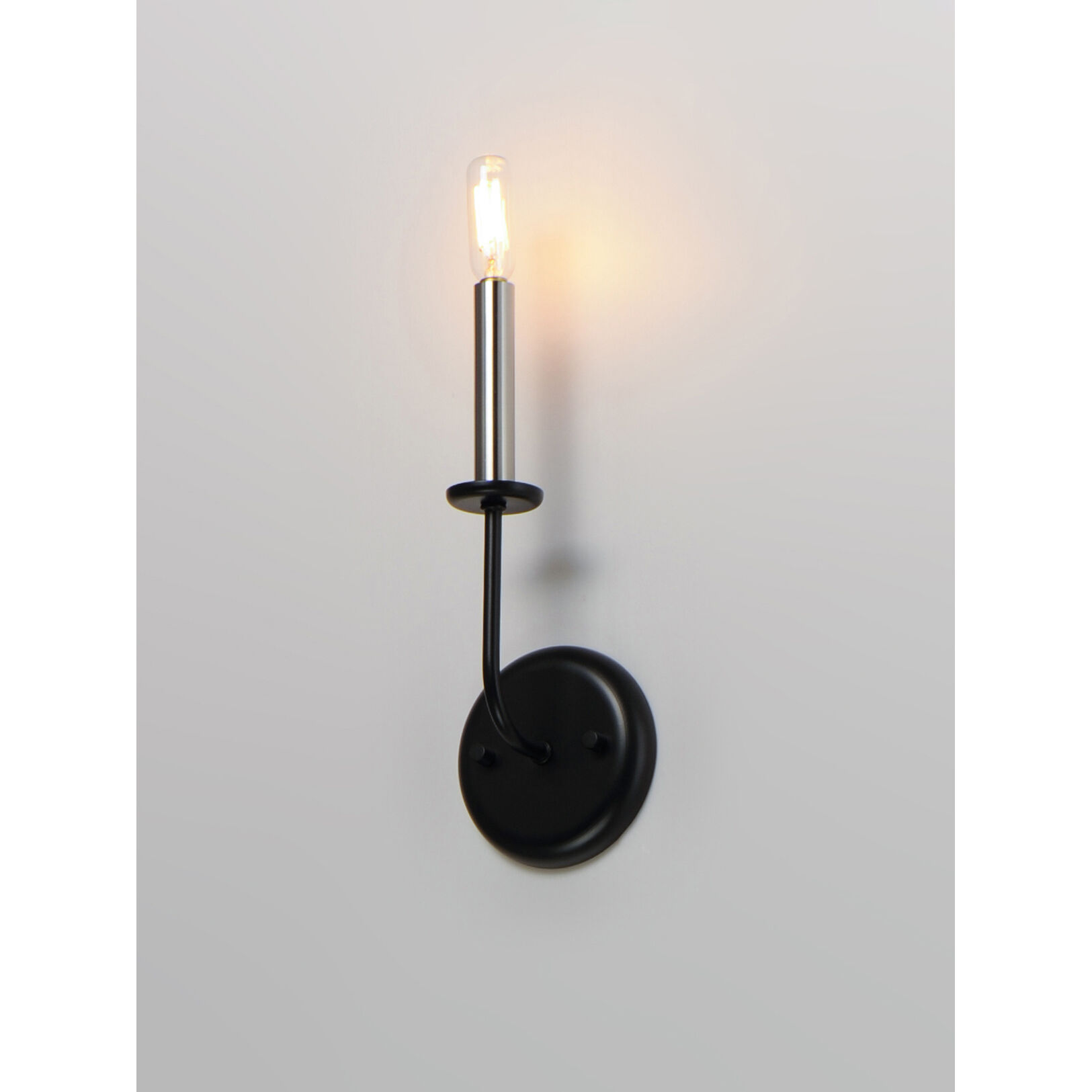 Wesley Wall Sconce Wall Light in Black and Satin Nickel