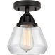Nouveau 2 Fulton LED 6.75 inch Matte Black Semi-Flush Mount Ceiling Light in Clear Glass