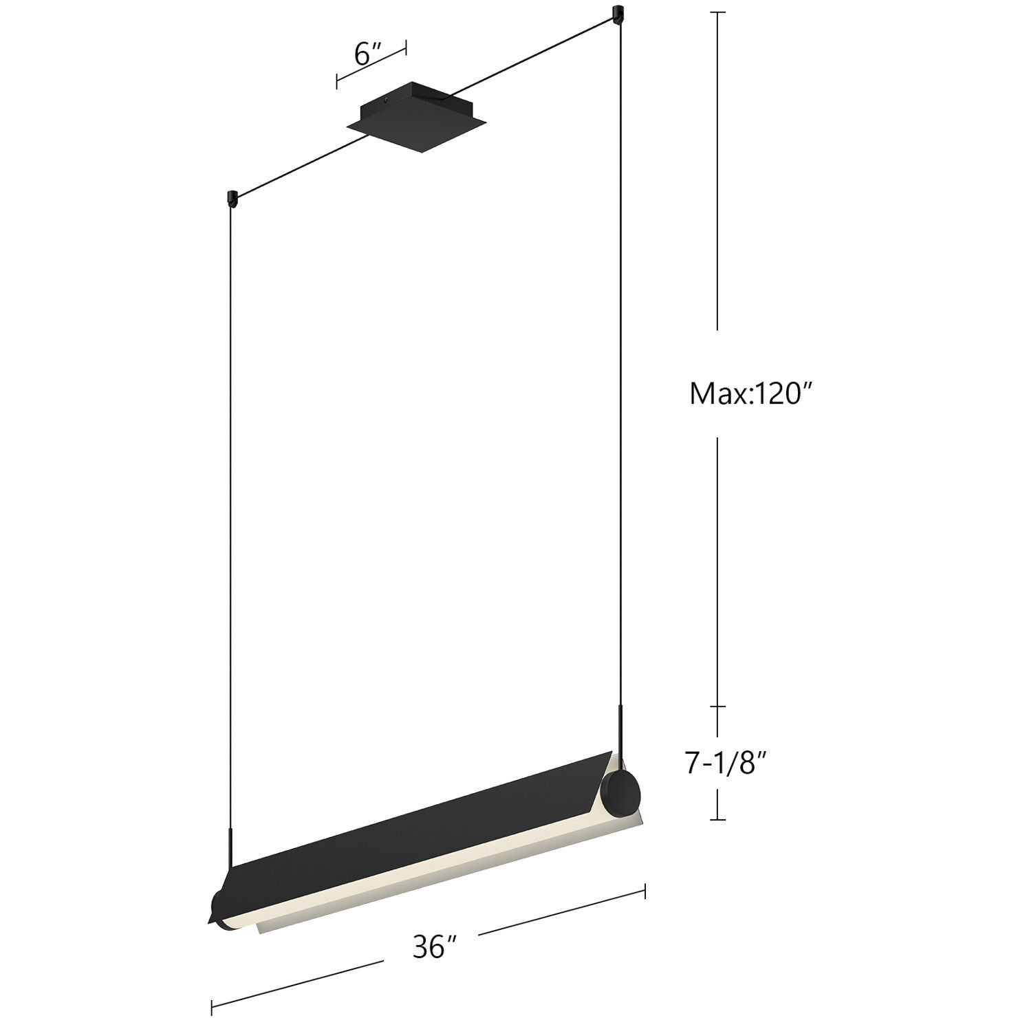 Phoenix LED 36 inch Black/White Linear Pendant Ceiling Light