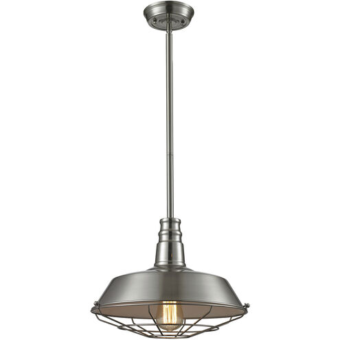 Warehouse Pendant 1 Light 15 inch Satin Nickel Pendant Ceiling Light