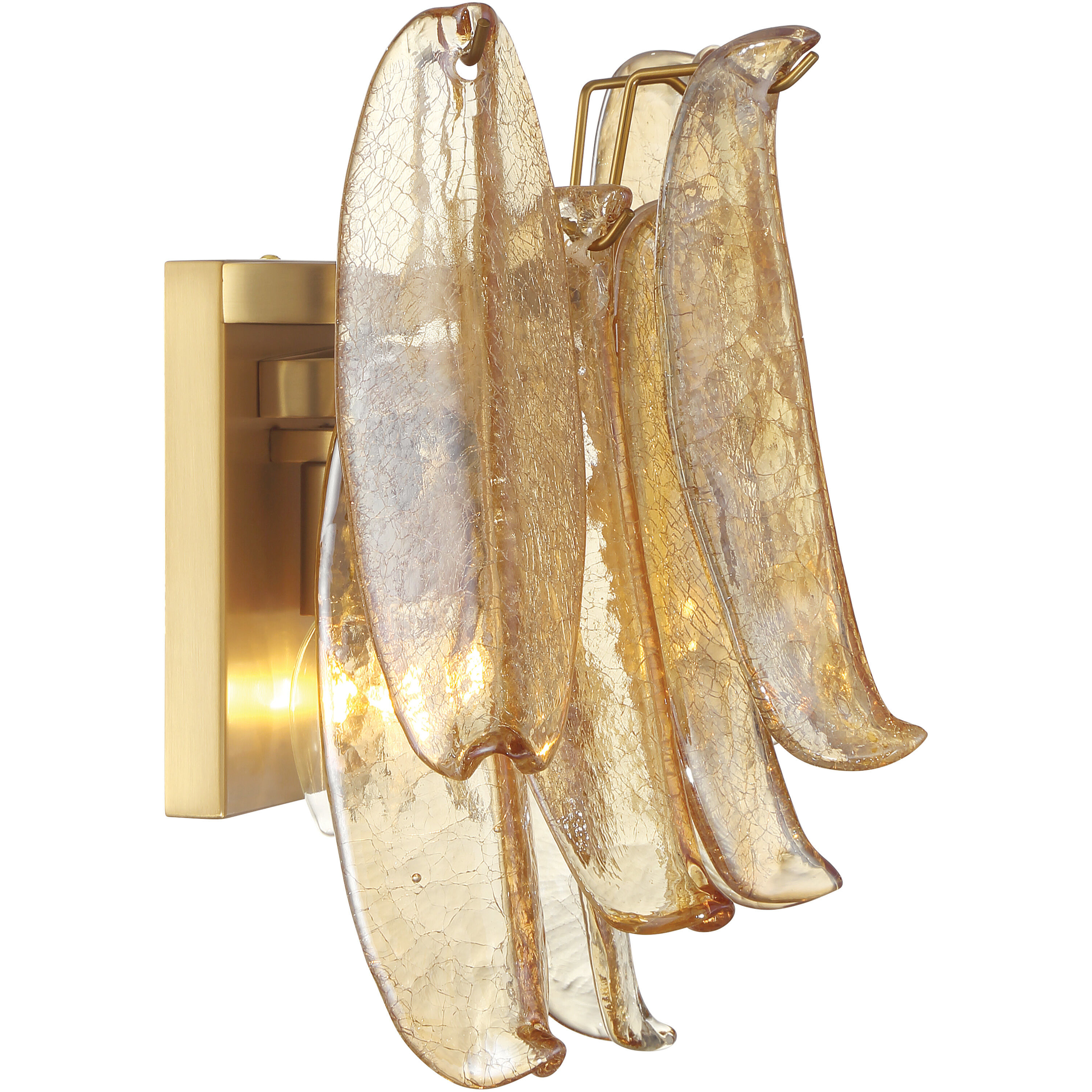Regent Wall Sconce Wall Light in Amber Crackled Glass
