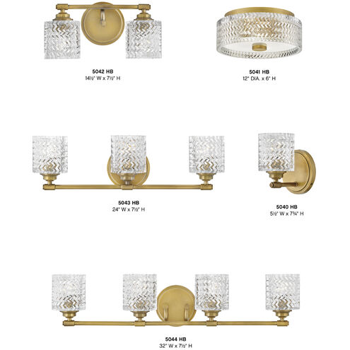 Elle 3 Light 24 inch Heritage Brass Vanity Light Wall Light