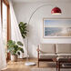 Half Dome 92 inch 14 watt Satin Nickel and White Arc Floor Lamp Portable Light in Crimson Red Steel