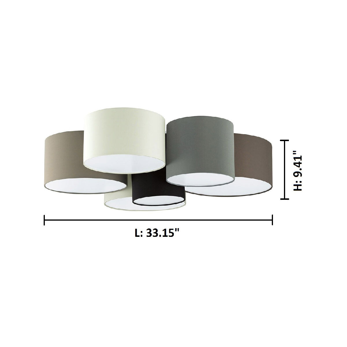 Pastore 6 Light 33.15 inch White and Black and Taupe and Grey and Cappuccino Flush Mount Ceiling Light
