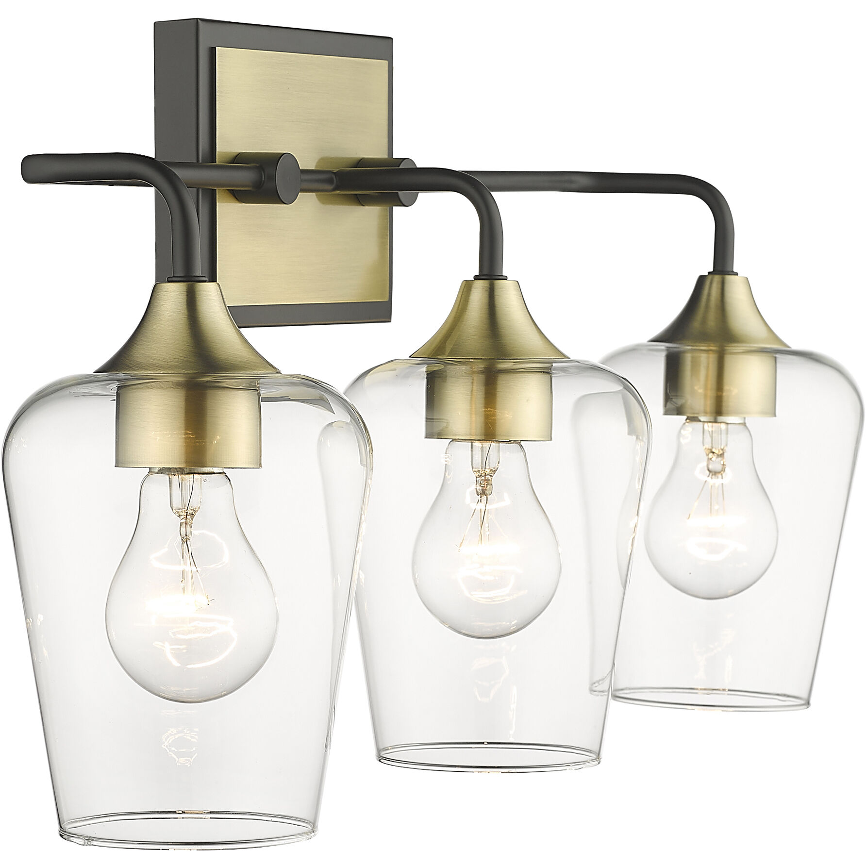 Gladys 3 Light 23 inch Matte Black and Antique Brass Vanity Light Wall Light