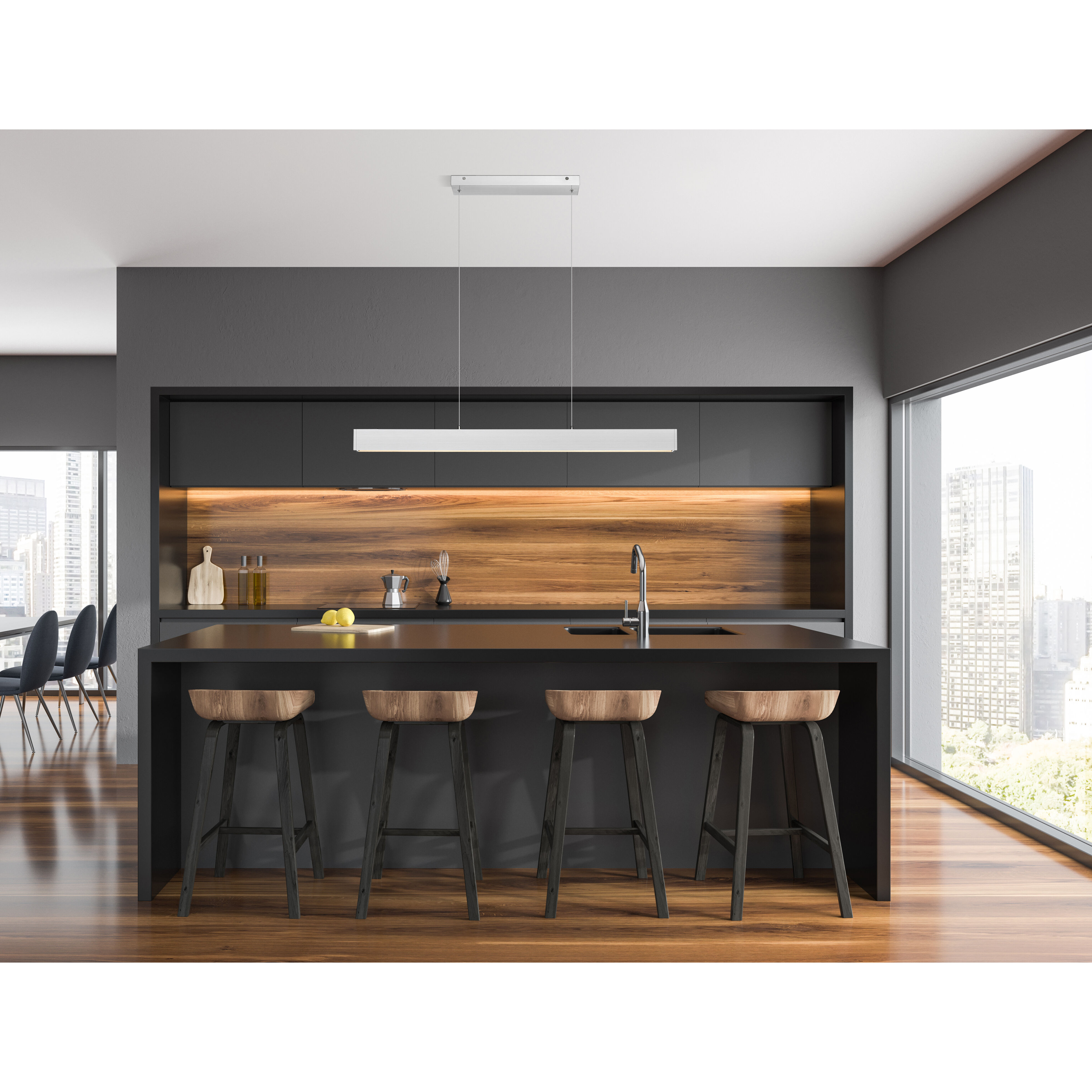 Hudson Linear Chandelier Ceiling Light in Brushed Nickel